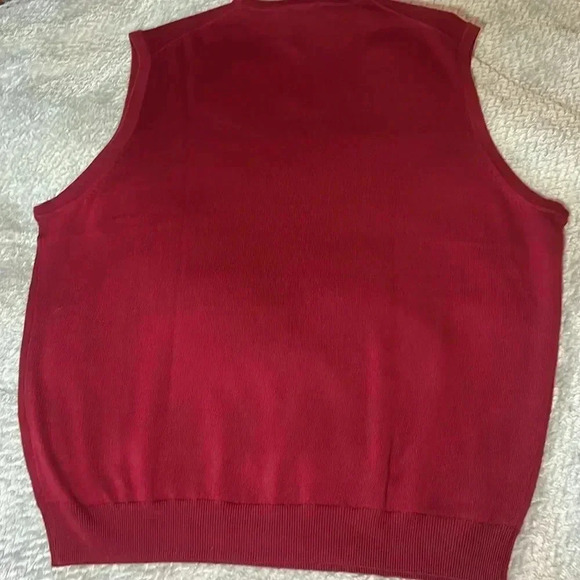 Jos A Bank Sweater Vest Mens Extra Large Red Traveler 100% Merino Wool V Neck - Picture 3 of 7
